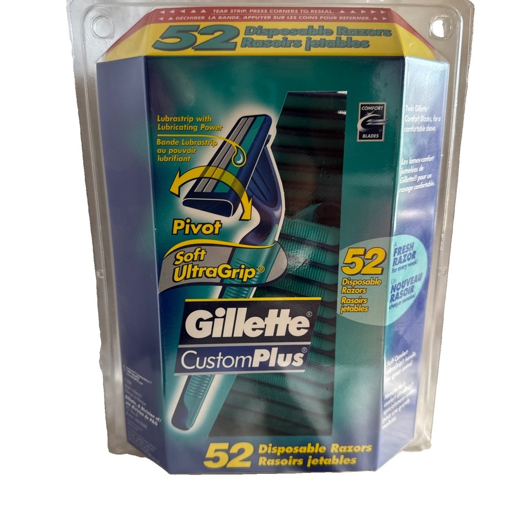 Gillette Sensor2 Plus Disposable Razor lubrastrip Pivot - 52Razors New In Box